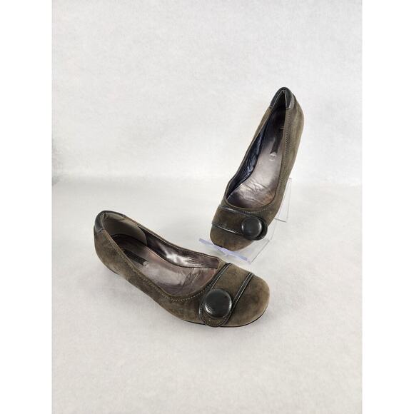 Ecco Womens Suede Flats Size US 8/8.5 Dark Green Cottagecore - Picture 1 of 9